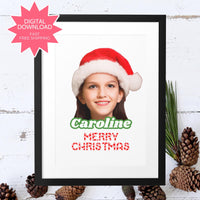 Merry Christmas Digital Art | Santa Hat Photo | Custom Holiday Portrait | Funny Christmas Gift | Personalized Xmas Art | Digital Download
