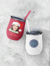 Merry Christmas Wine Tumbler | Santa Selfie Cup | Funny Xmas Gift | Holiday Wine Mug | Custom Santa Design | Christmas Gift for Her
