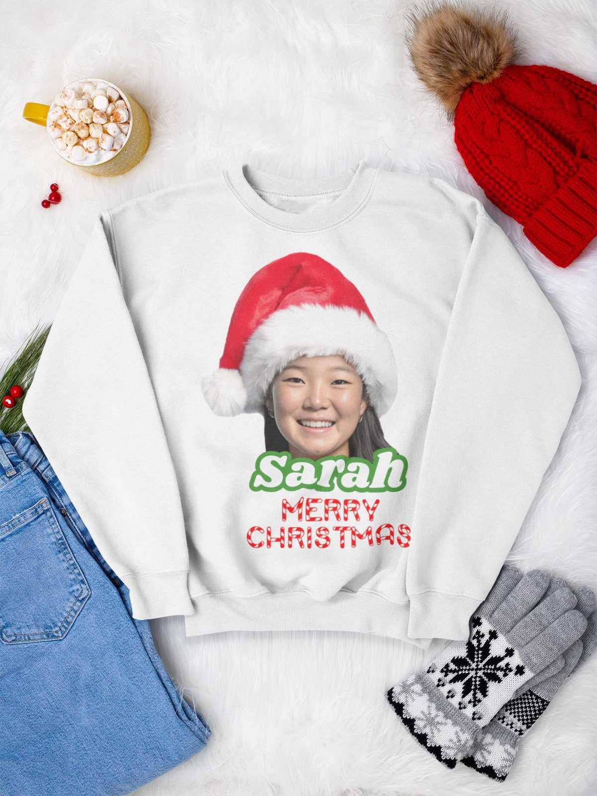 Merry Christmas Sweatshirt | Santa Selfie Pullover | Funny Xmas Gift | Holiday Sweatshirt | Custom Santa Design | Christmas Gift for All
