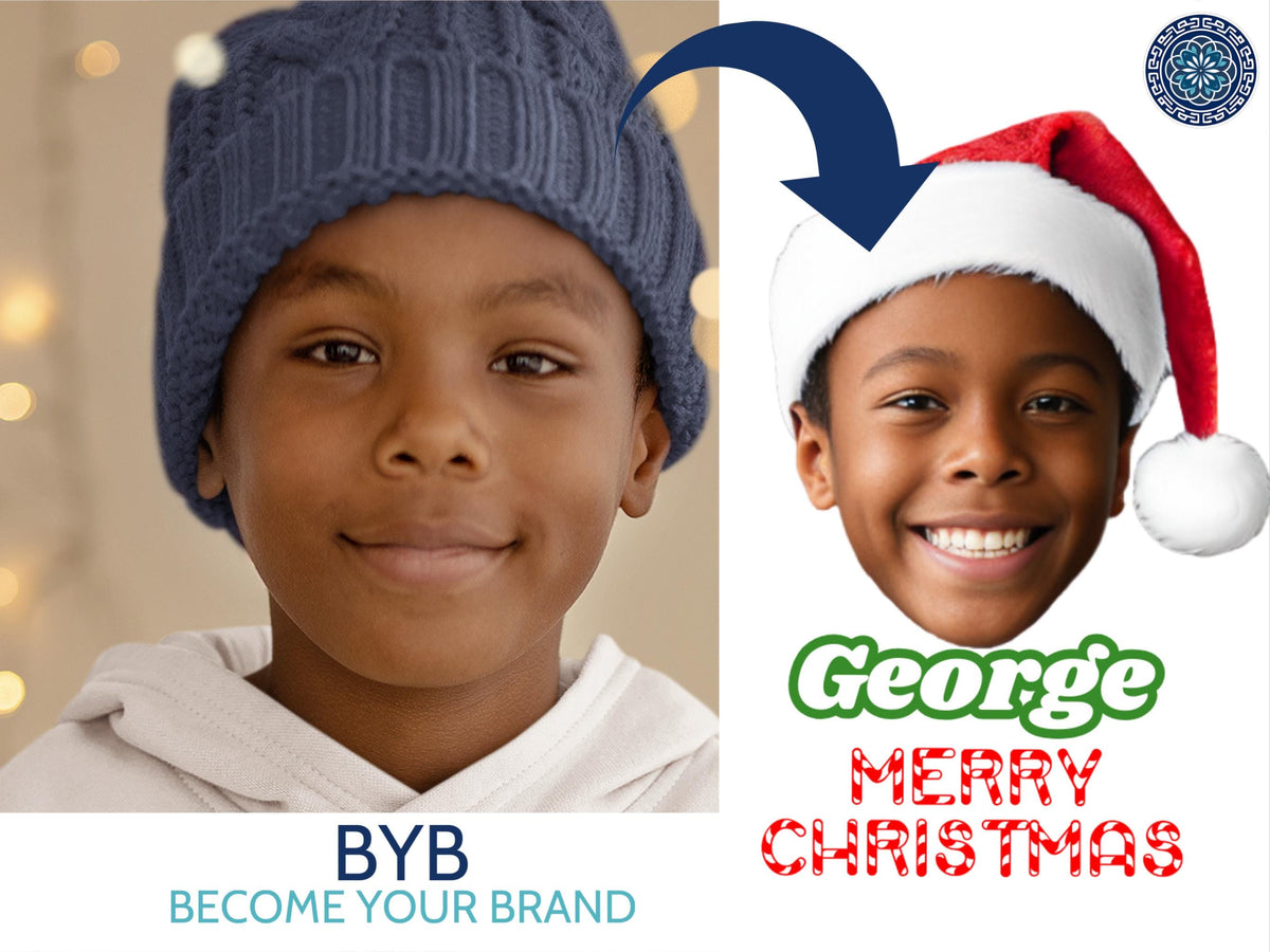 Merry Christmas Digital Art | Santa Hat Photo | Custom Holiday Portrait | Funny Christmas Gift | Personalized Xmas Art | Digital Download